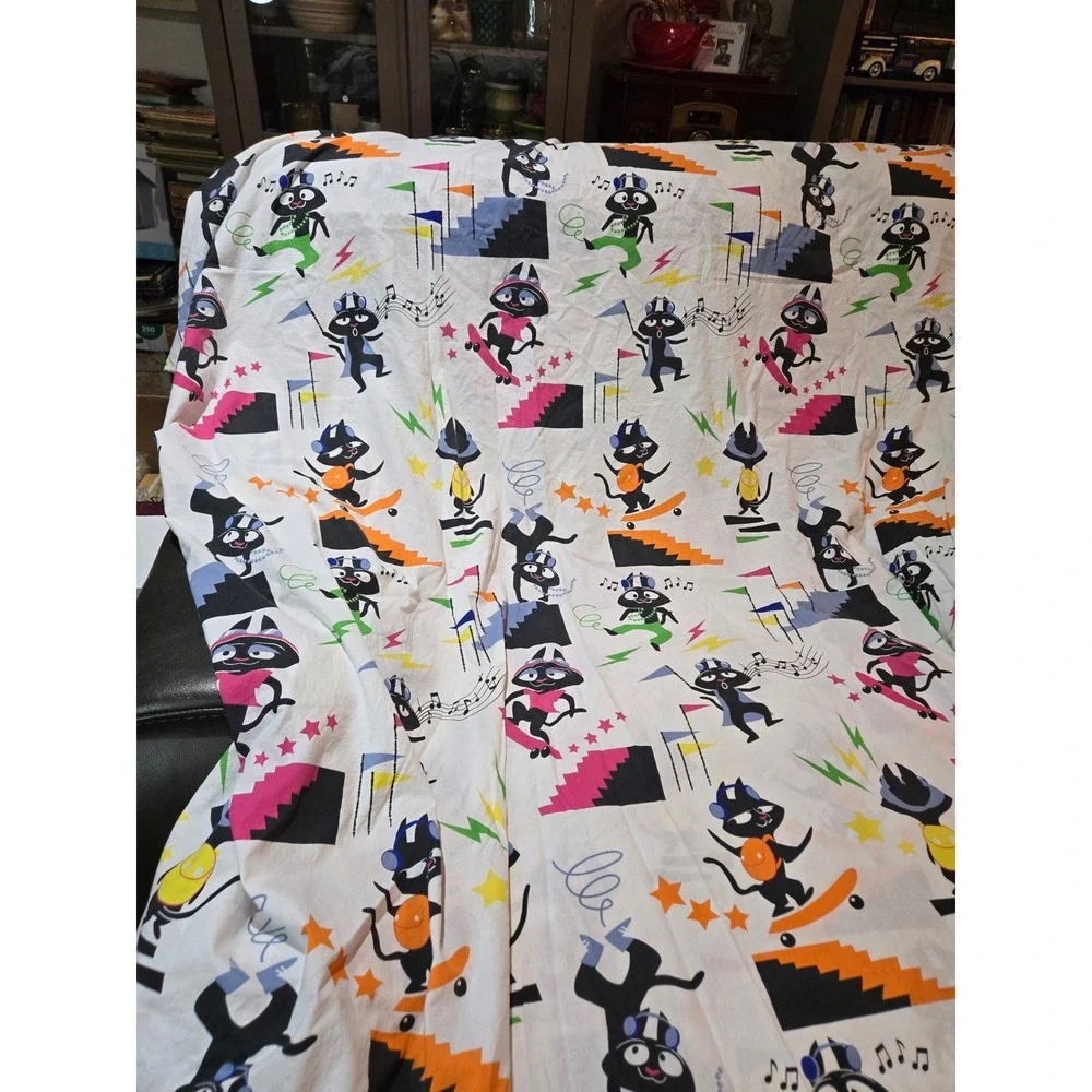 Unbranded‎ Cartoon Skater Cat Twin Duvet Cover Multicolor Retro 90s Style Good